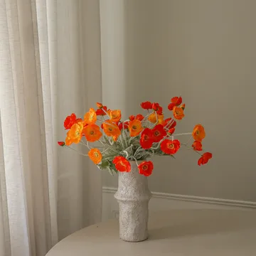 Poppy Sunset kunstig bukett - Valmue, 56 cm, 11 stk. - Botané