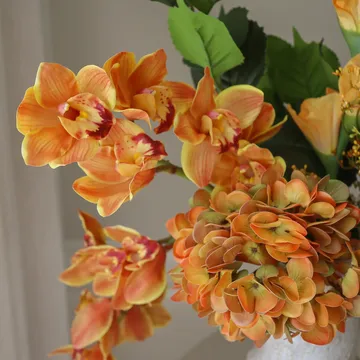 The Orangery kunstig bukett - Cymbidiumorkidé-gladiolus-hortensia, 85 cm, 10 stk - Botané