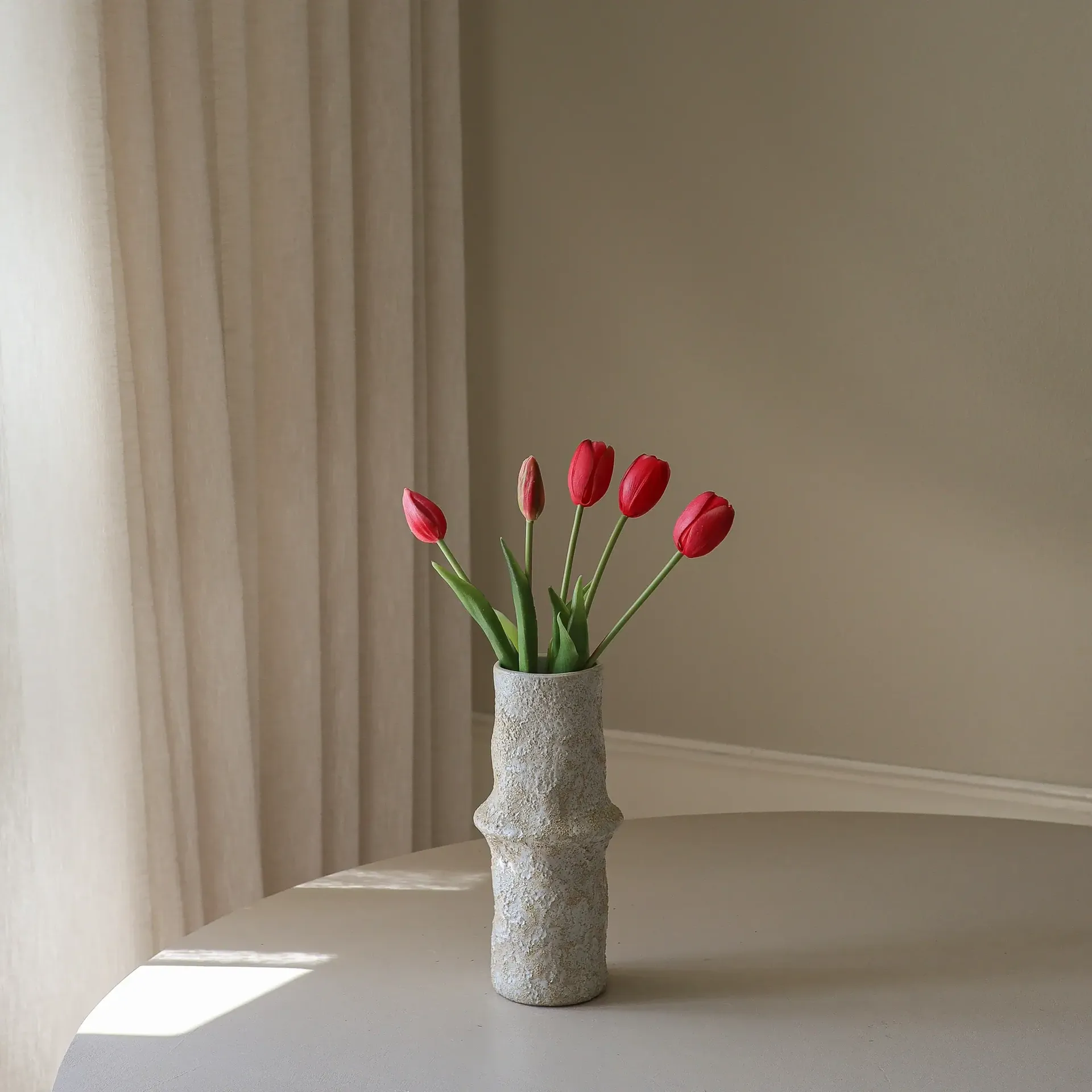 Tulipaner kunstig bukett, Light red, 5 stk Botané