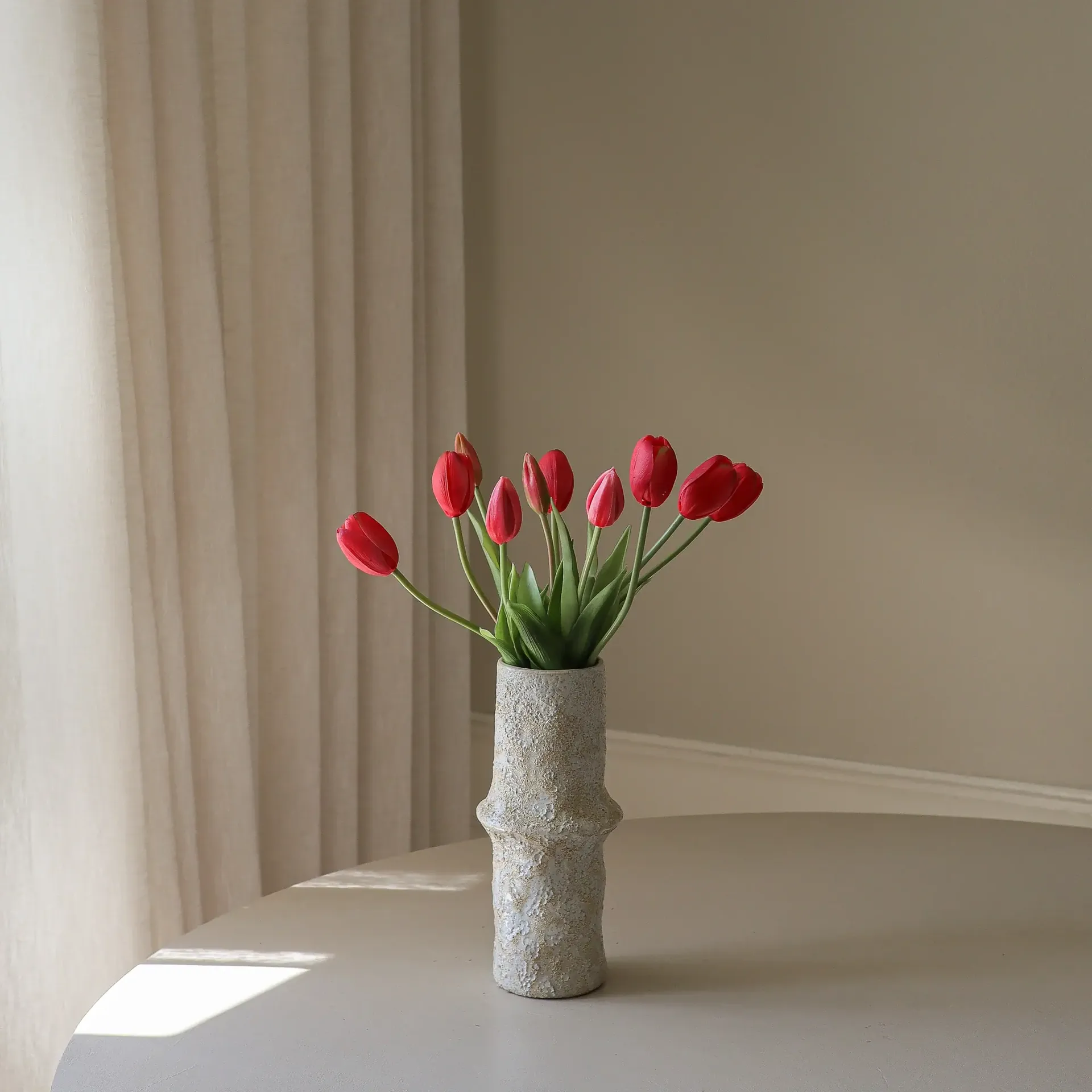 Tulipaner kunstig bukett, Light red, 5 stk Botané