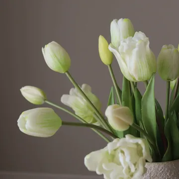 Tulipaner mixet kunstig bukett - Hvit, 20 stk - Botané