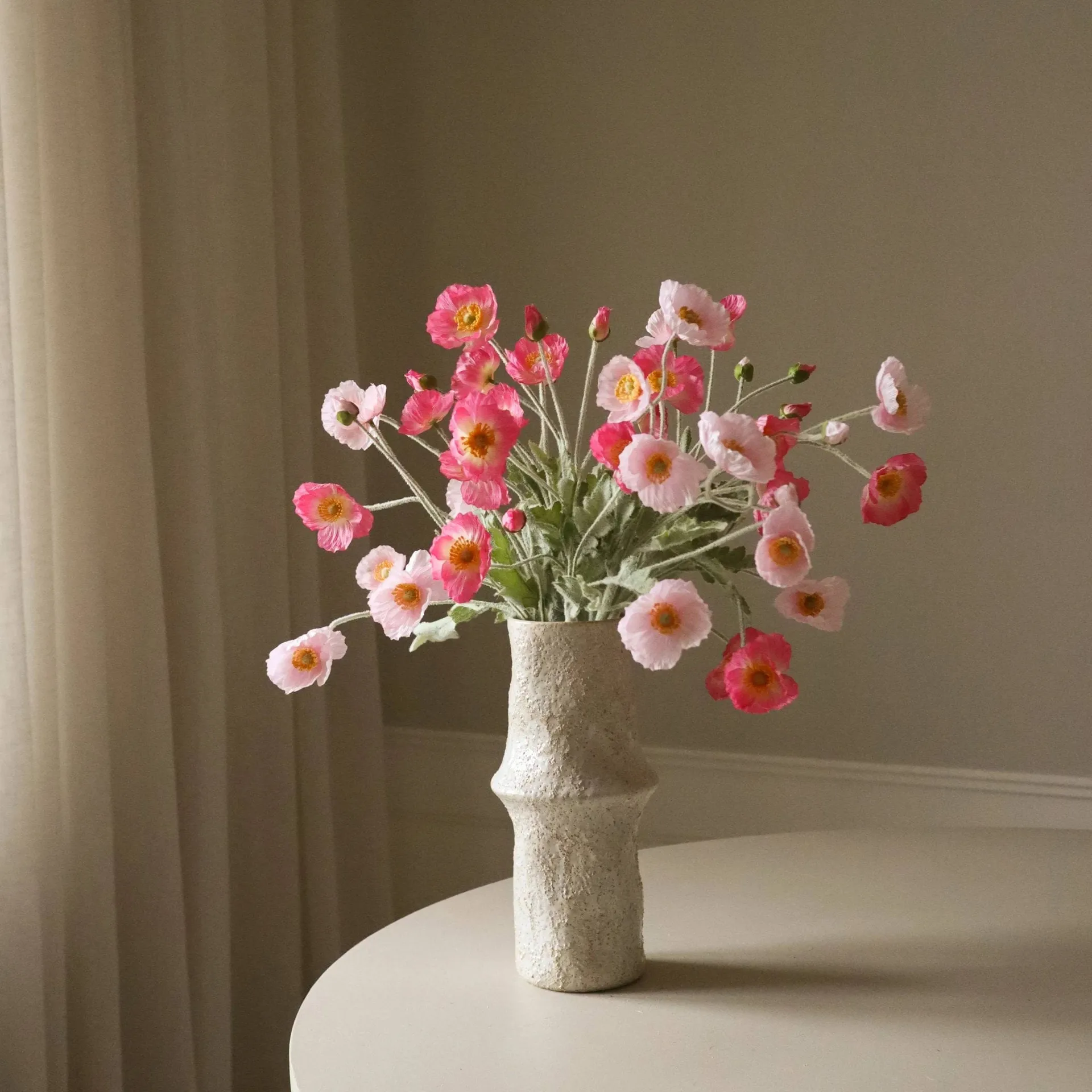 Vallmo kunstig bukett, Pink Pursuit, lys rosa-rosa, 10 stk Botané