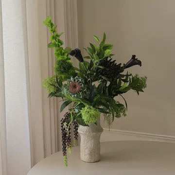 Verdant Noir kunstig bukett - Kalla-edderkoppkrysantemum-høstsolsikke, 92 cm, 13 stk - Botané