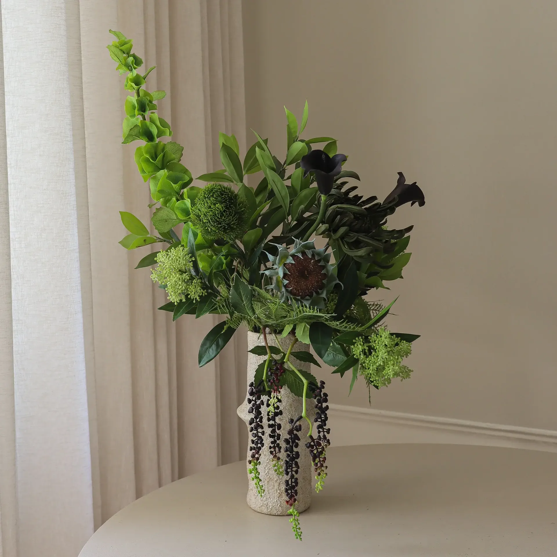 Verdant Noir kunstig bukett, Kalla-edderkoppkrysantemum-høstsolsikke, 92 cm, 13 stk Botané