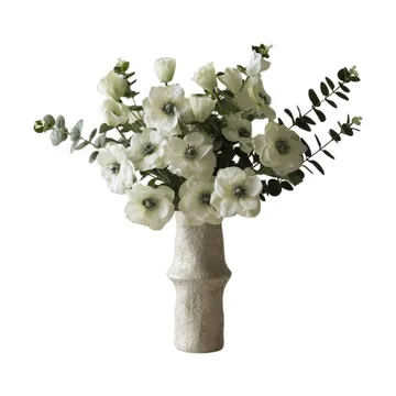 White Satin kunstig bukett - Anemone-eukalyptus 9 stk - Botané