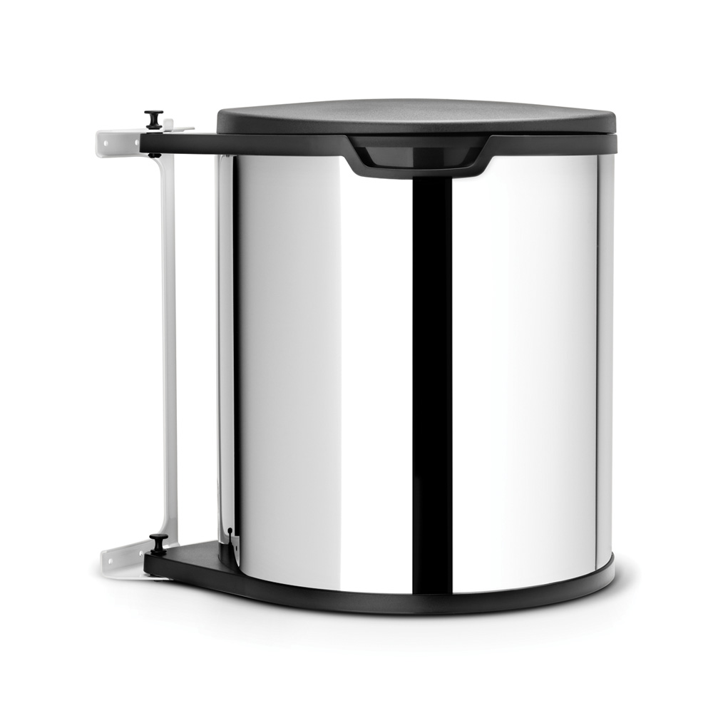 Brabantia Avfallsbøtte for benkeskap rund, plastinnerbøtte (inkl fester) 15 L Blankbørstet stål
