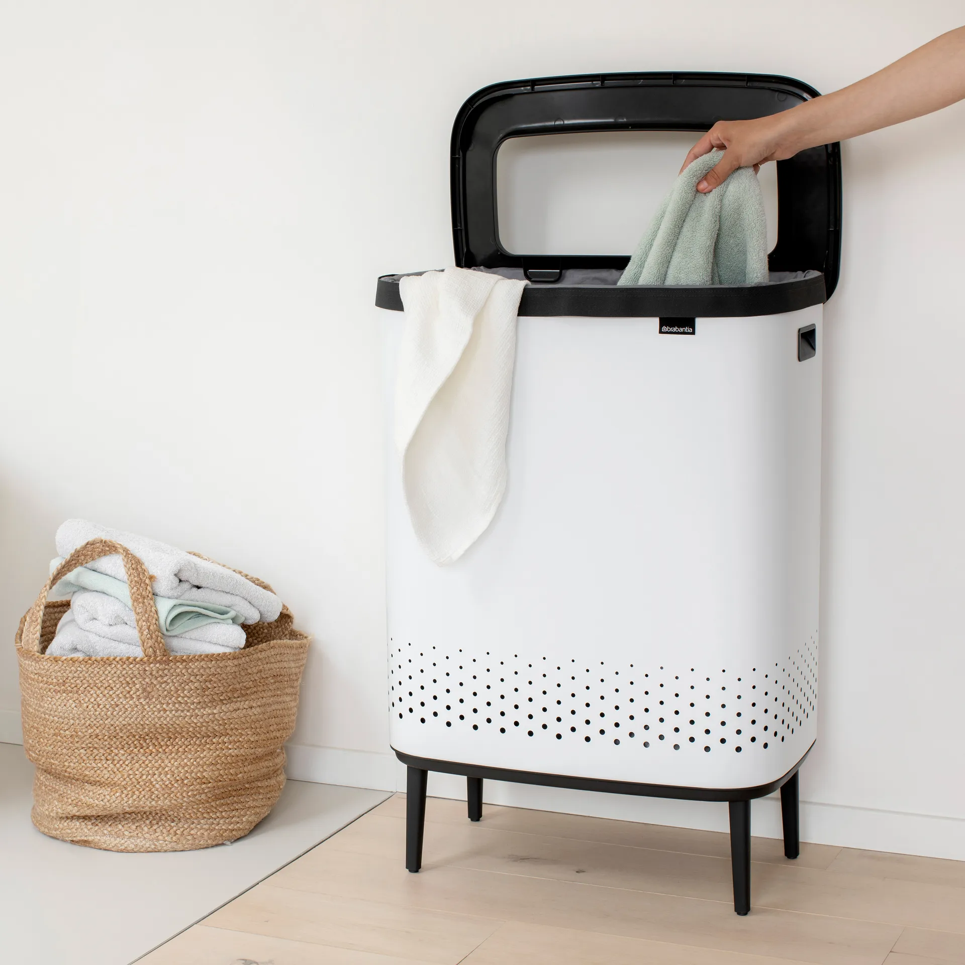 Bo skittentøyskurv high 2x45 L, Hvit Brabantia