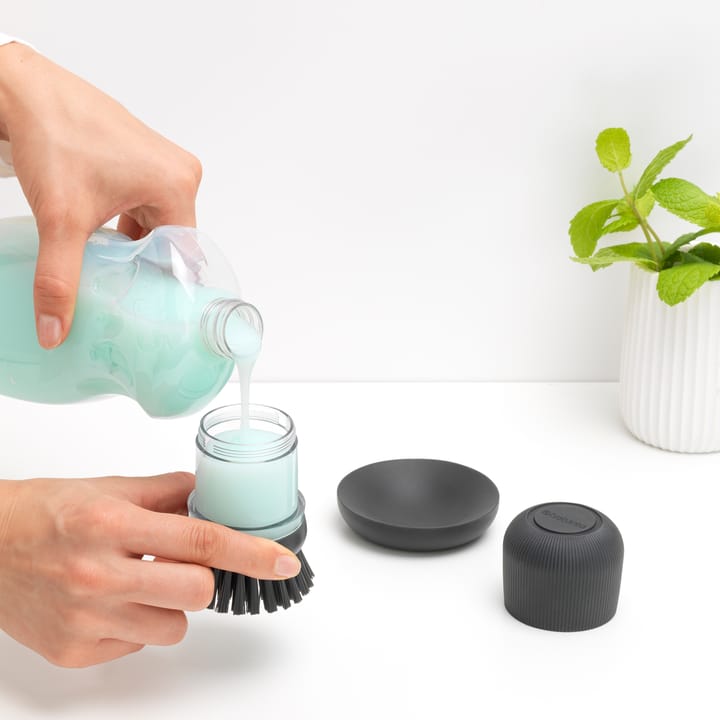Brabantia oppvaskmiddelbeholder med oppvaskbørste, Mørkegrå Brabantia