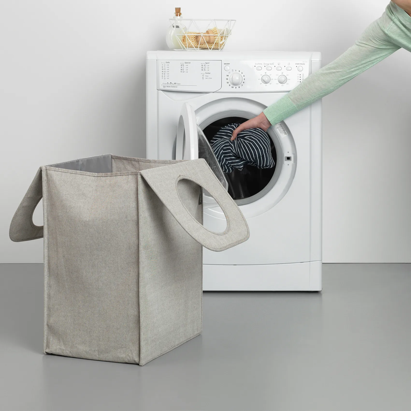 Brabantia skittentøyskurv stoff rektangulær 55 liter, Lysegrå Brabantia