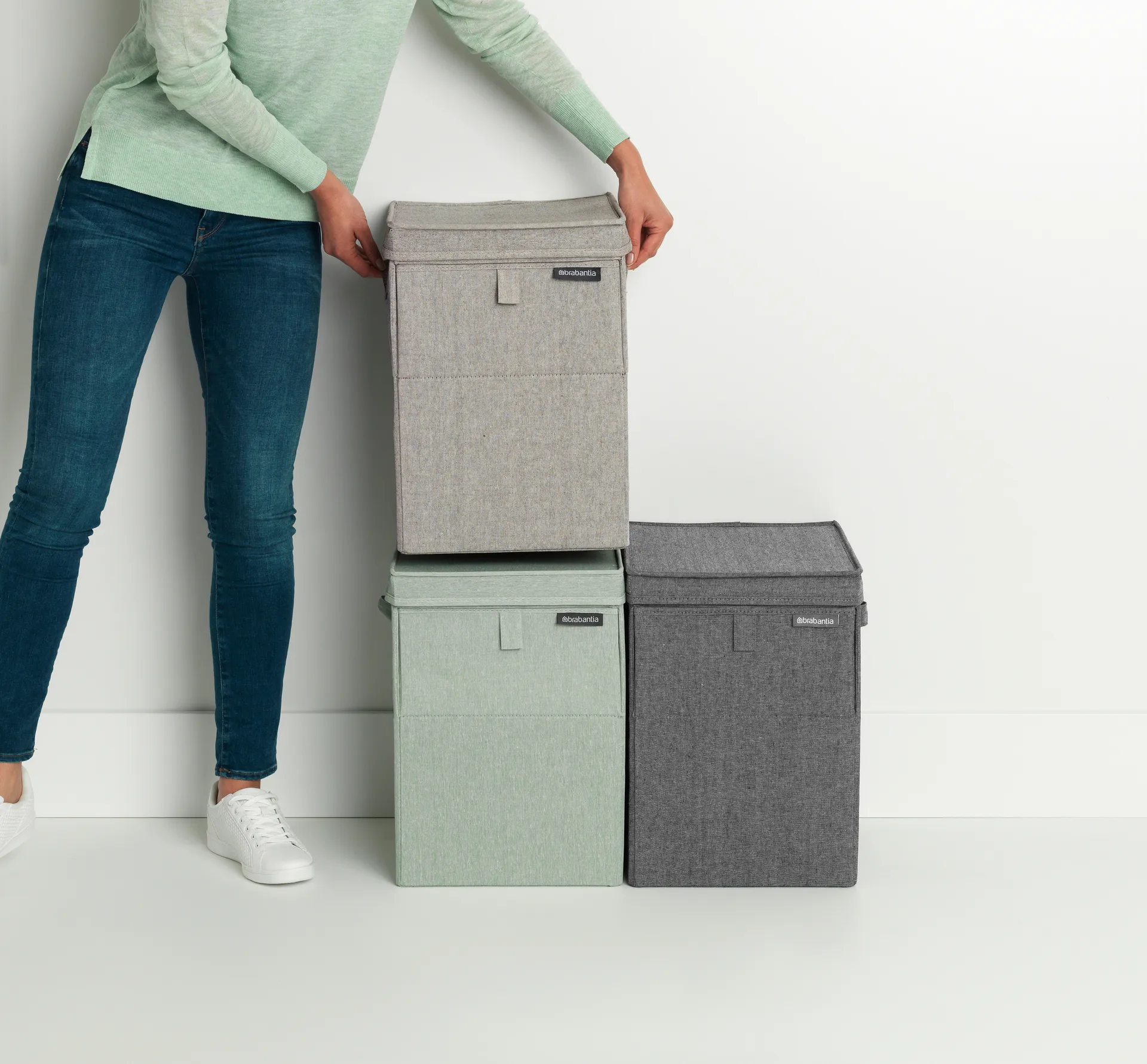 Brabantia stapelbar skittentøyskurv 35 liter, Grønn Brabantia