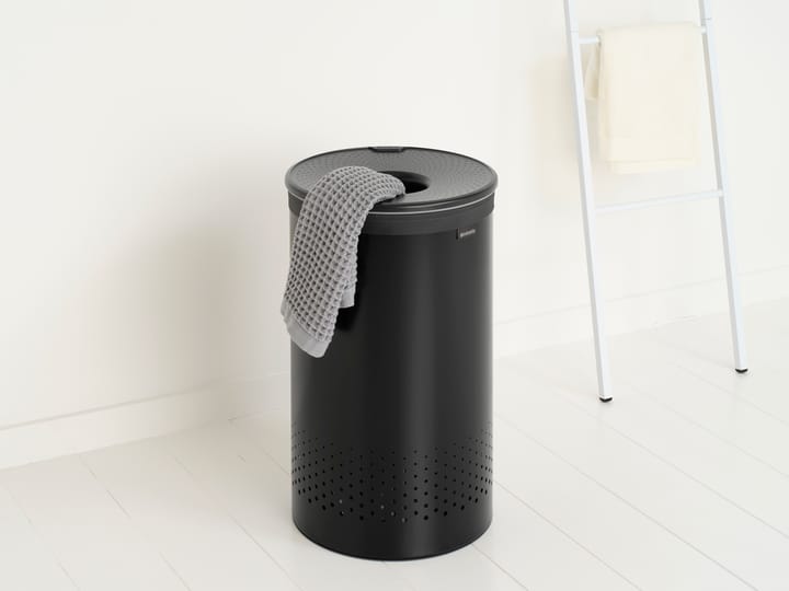 Brabantia vaskkurv med plastlokk 60 L - Mattsvart - Brabantia