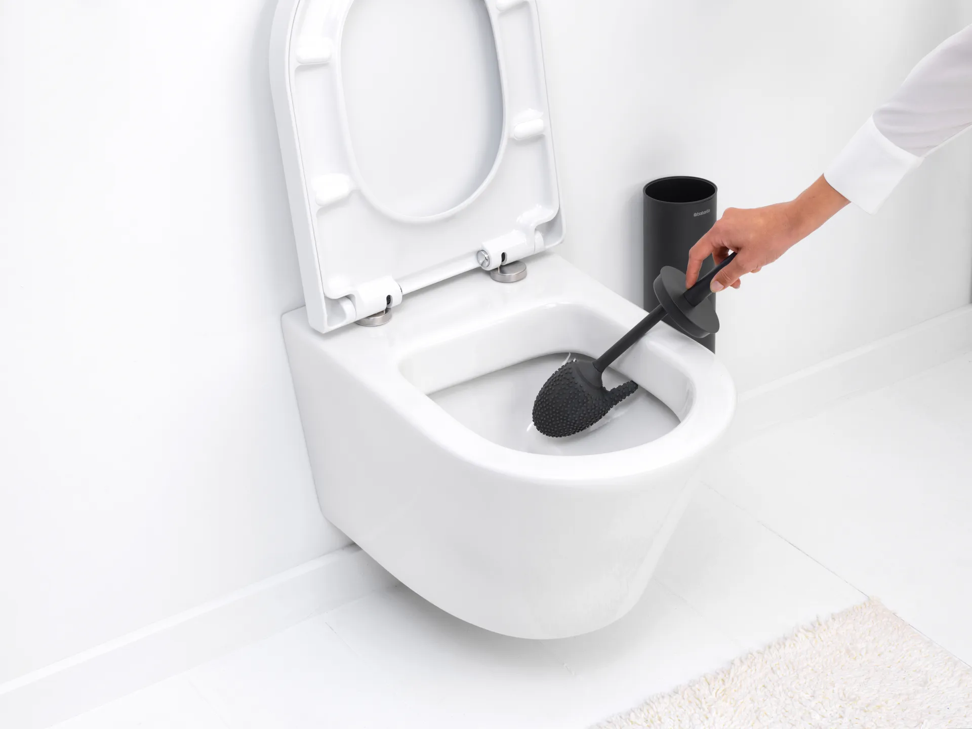 MindSet Toalettbørste med Holder, Mineral Infinite Grey, silicone Brabantia