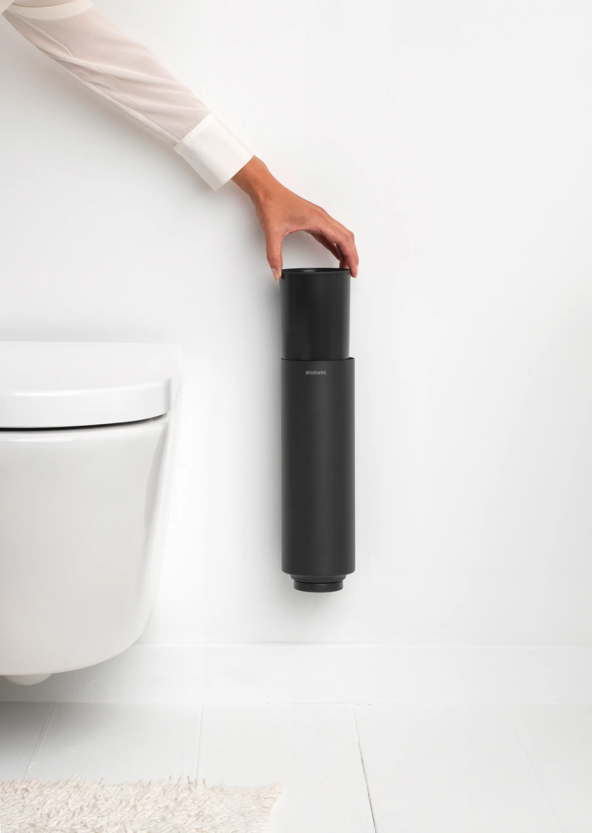 MindSet Toalettbørste med Holder, Mineral Infinite Grey, silicone Brabantia