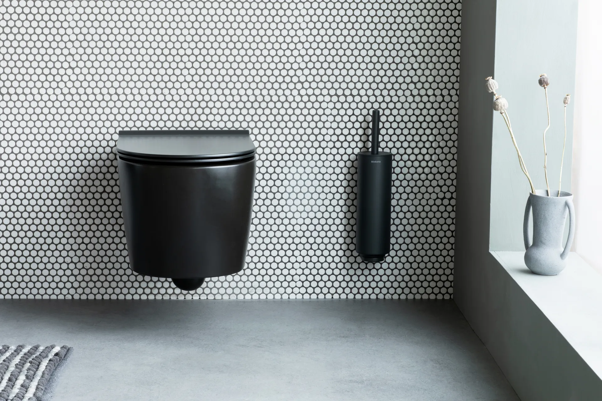 MindSet Toalettbørste med Holder, Mineral Infinite Grey, silicone Brabantia