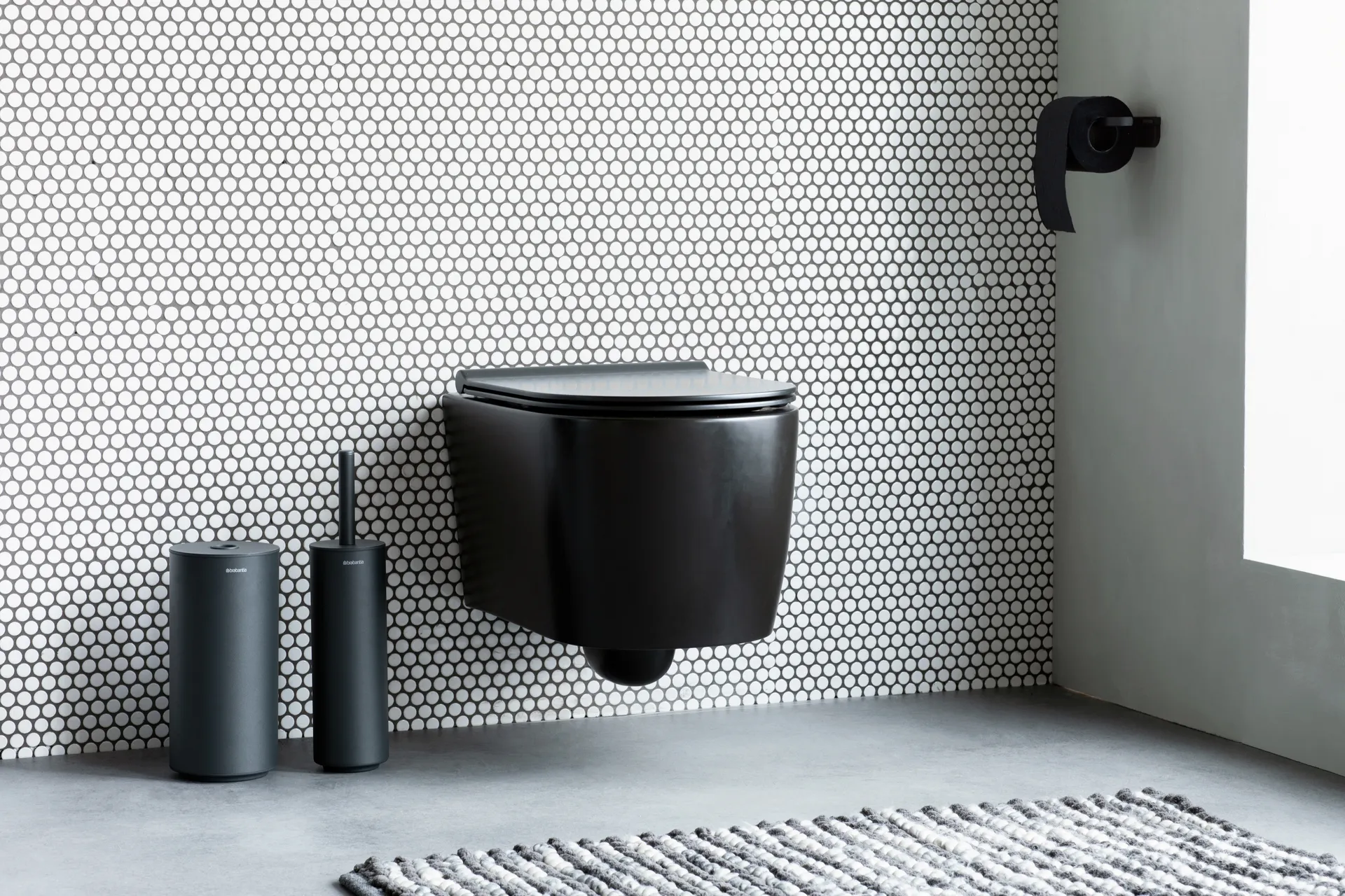 MindSet Toalettbørste med Holder, Mineral Infinite Grey, silicone Brabantia