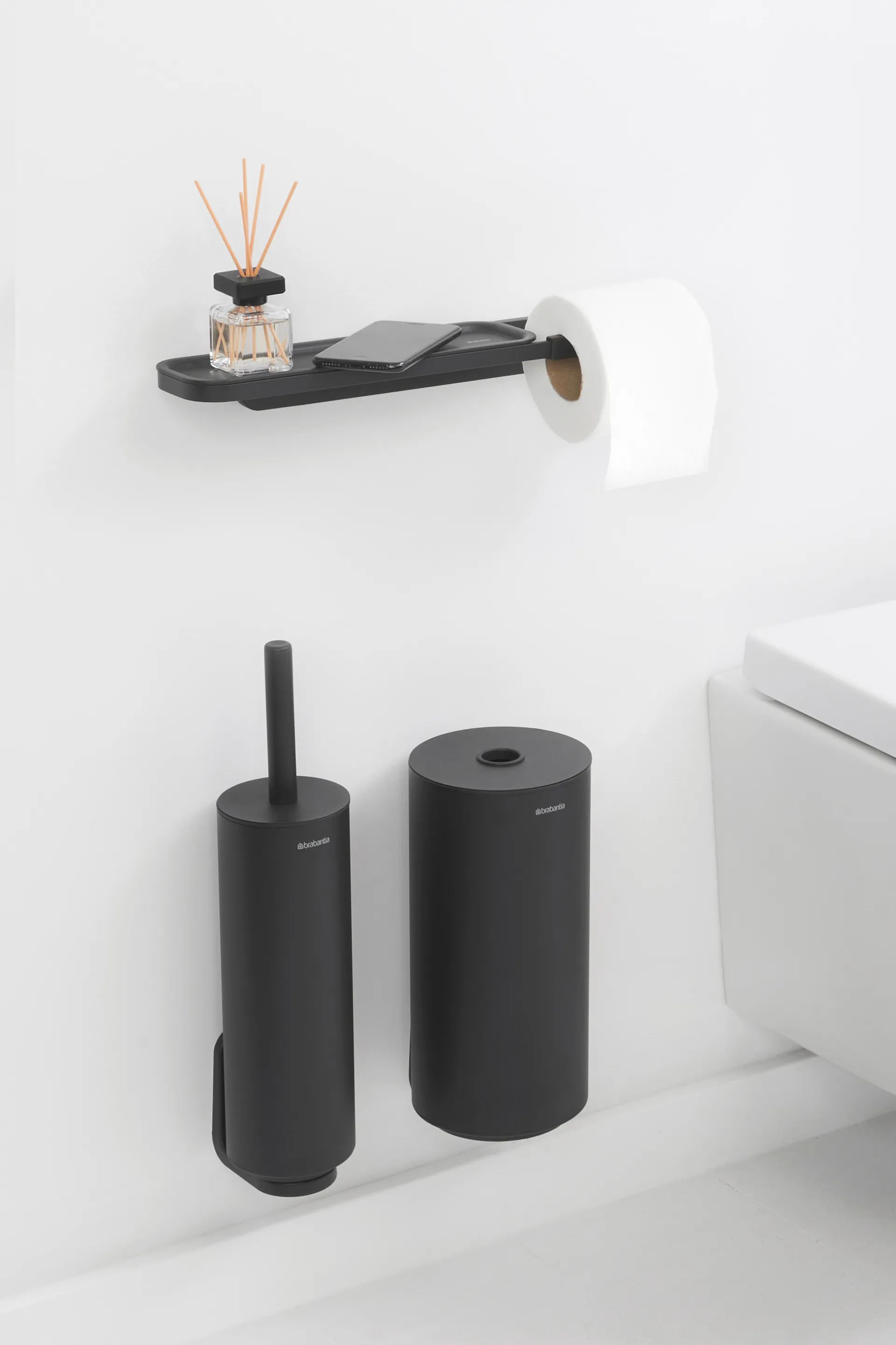 MindSet Toalettpapirholder med Hylle, Mineral Infite Grey Brabantia