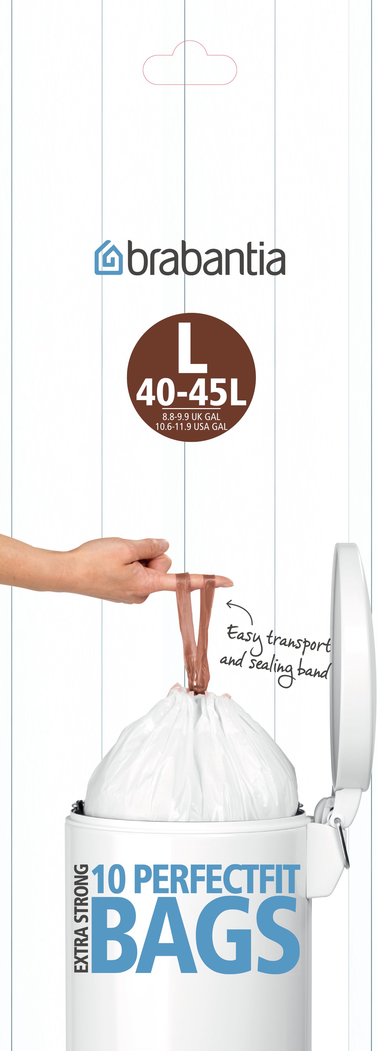 brabantia Size L - trash can liner - 45 L - high-density polyethylene (HDPE) - white - pack of 12 x 10