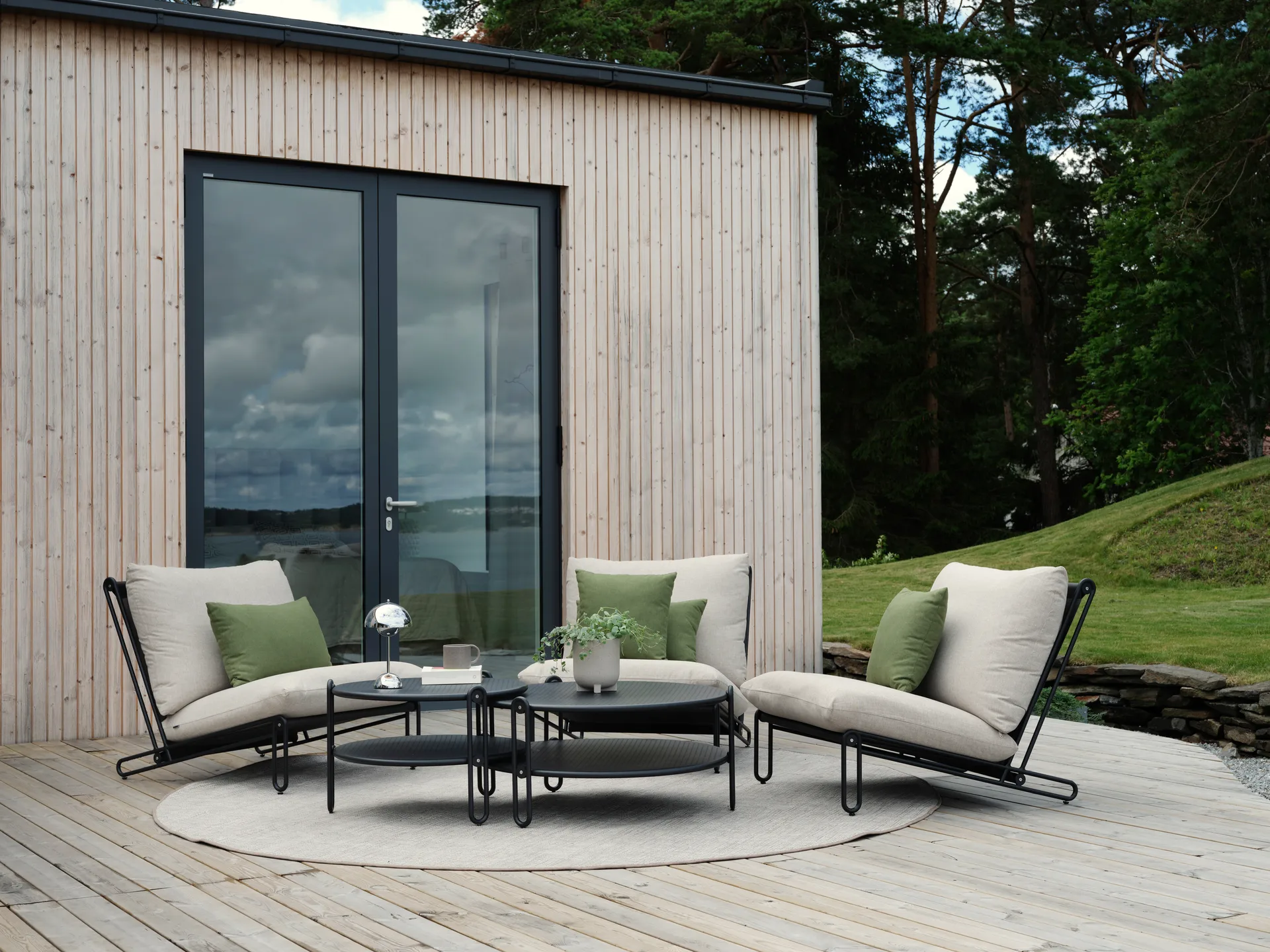 Blixt salongbord, Svart Ø85 cm Brafab