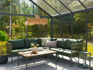 Reno sofabord - Nordic green-natural wood, 110x70 cm - Brafab