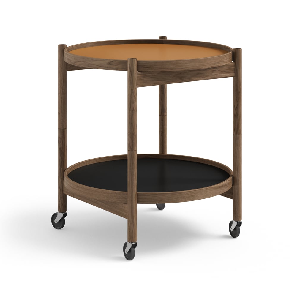 Brdr. Krüger Bølling Tray Table model 50 rullebord clay, røykoljet eikestativ