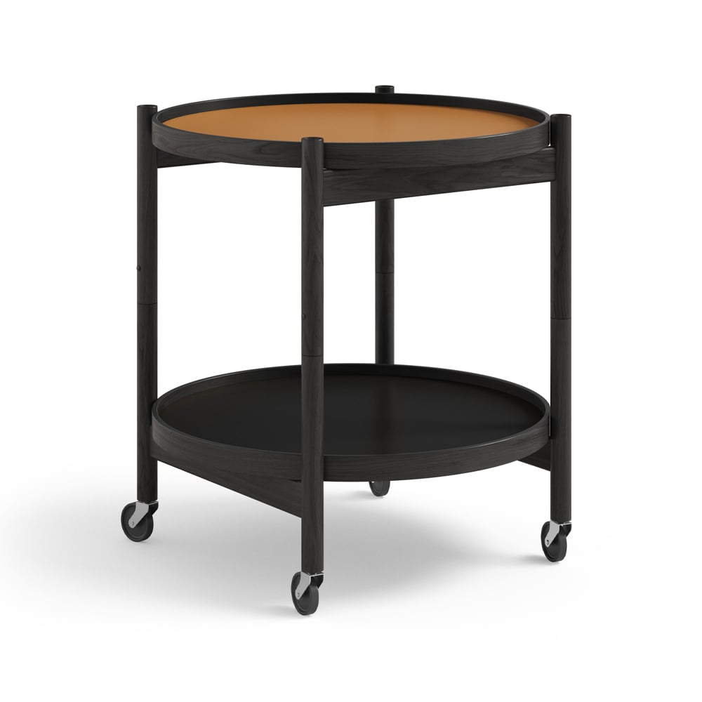 Brdr. Krüger Bølling Tray Table model 50 rullebord clay, sortlakkert eikestativ