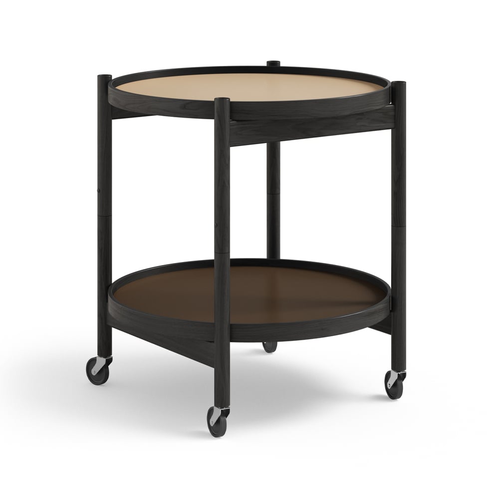 Brdr. Krüger Bølling Tray Table model 50 rullebord earth, sortlakkert eikestativ