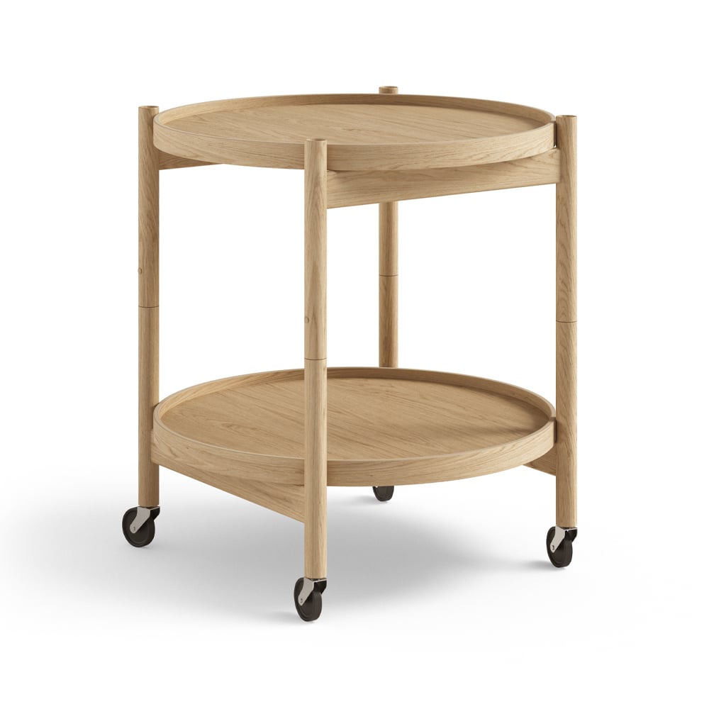 Brdr. Krüger Blling Tray Table model 50 rullebord eik olje, oljet eikestativ