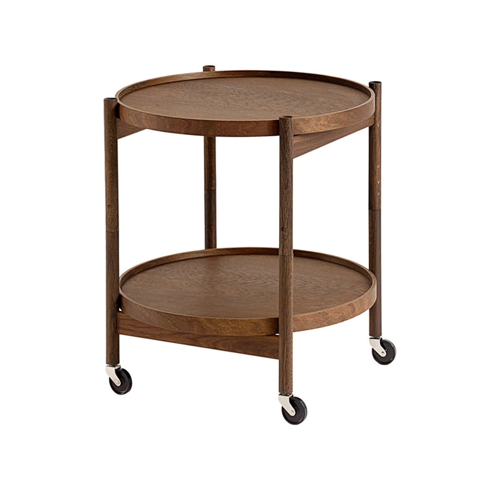 Brdr. Krüger Bølling Tray Table model 50 rullebord eik røkt, røkt oljet eikestativ