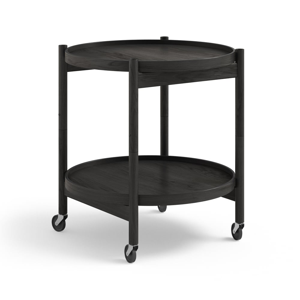 Brdr. Krüger Bølling Tray Table model 50 rullebord eik sort lakk, sortlakkert eikestativ