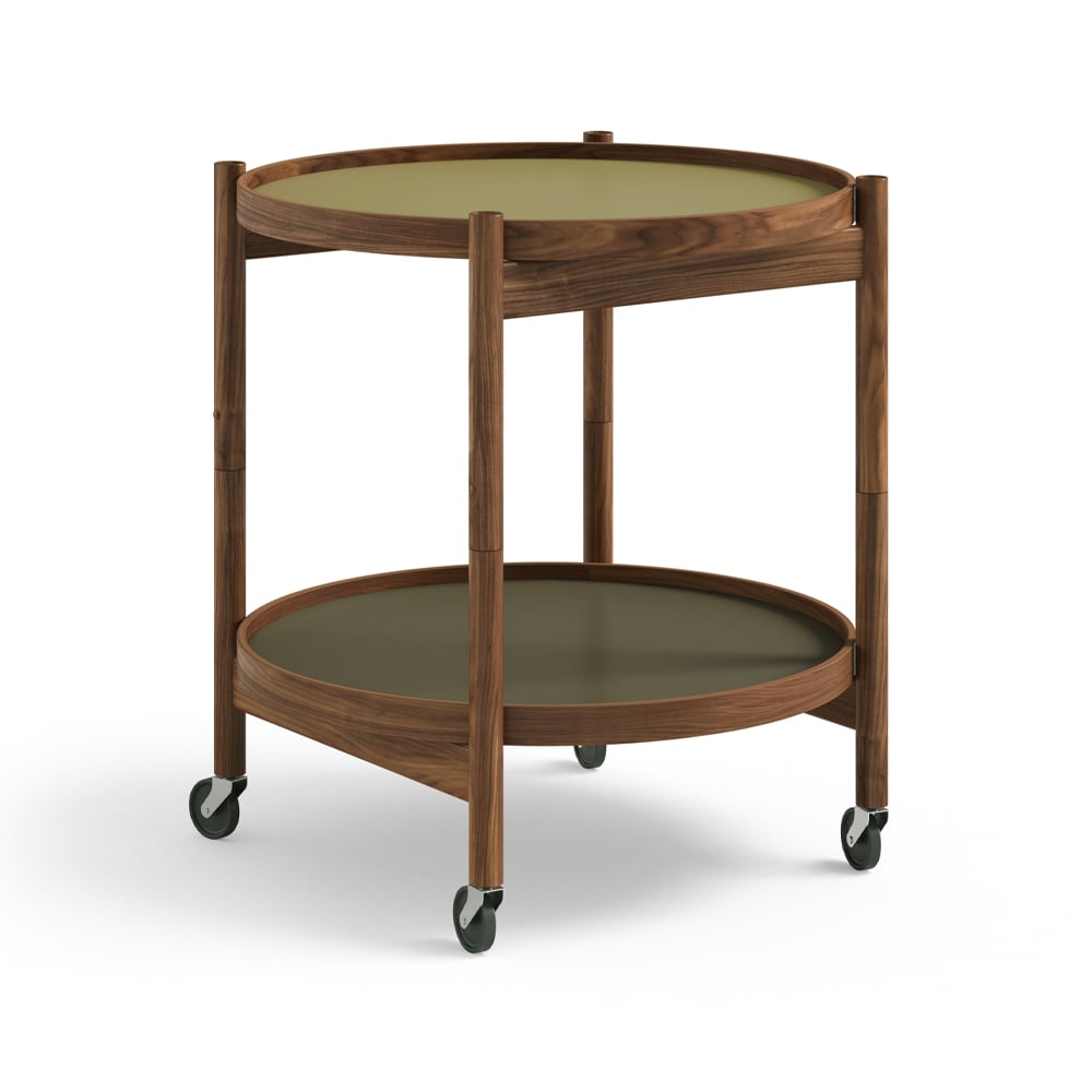 Brdr. Krüger Bølling Tray Table model 50 rullebord leaf, oljet valnøttstativ