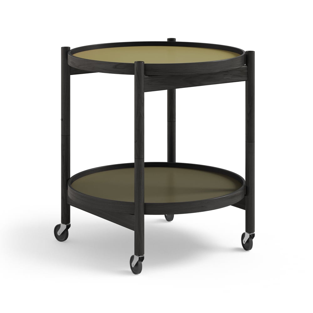 Brdr. Krüger Bølling Tray Table model 50 rullebord leaf, sortlakkert eikestativ