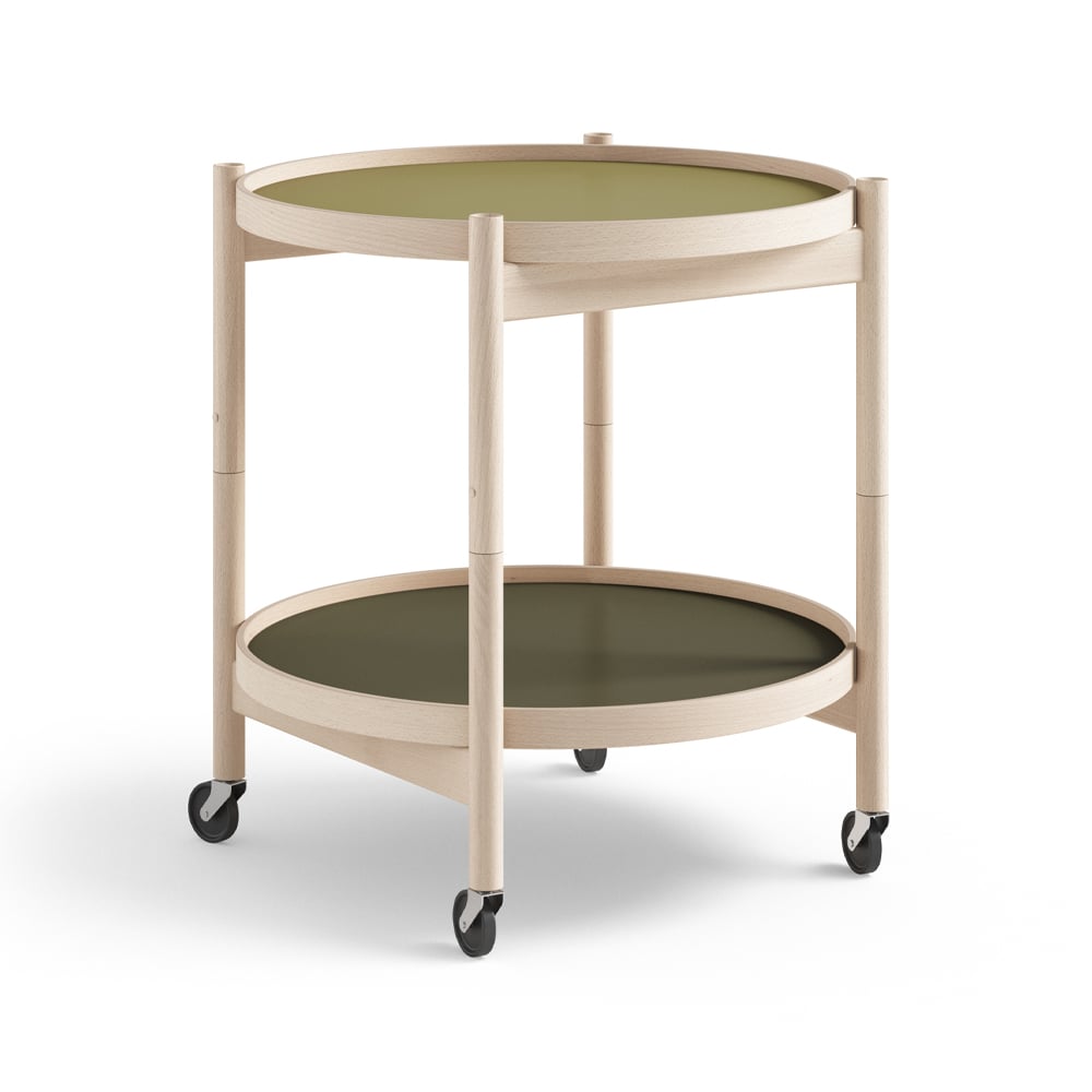 Brdr. Krüger Bølling Tray Table model 50 rullebord leaf, ubehandlet bøkestativ
