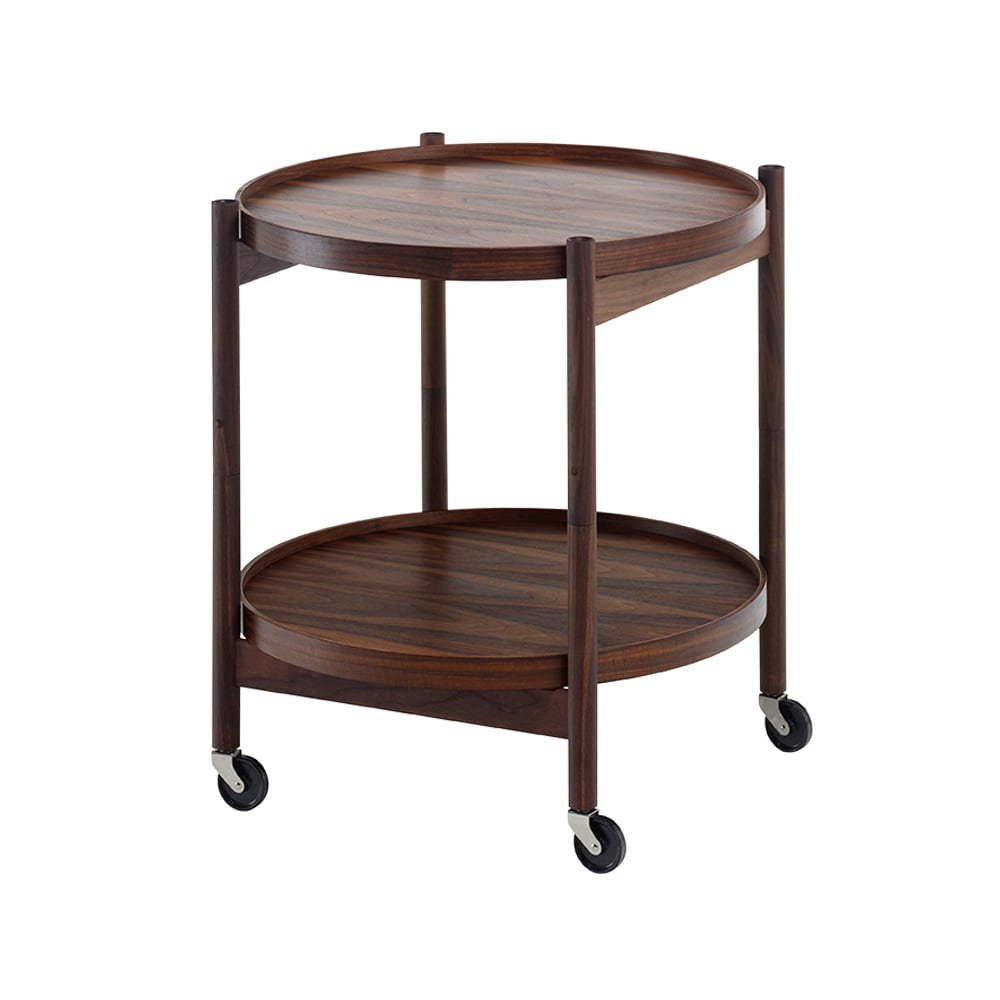 Brdr. Krüger Blling Tray Table model 50 rullebord valnttfinér, oljet valnttstativ