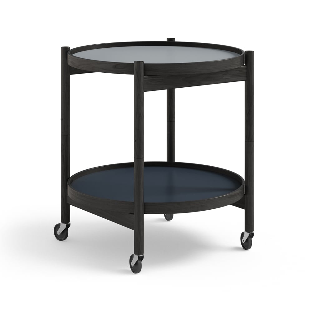 Brdr. Krüger Bølling Tray Table model 50 rullebord water, sortlakkert eikestativ