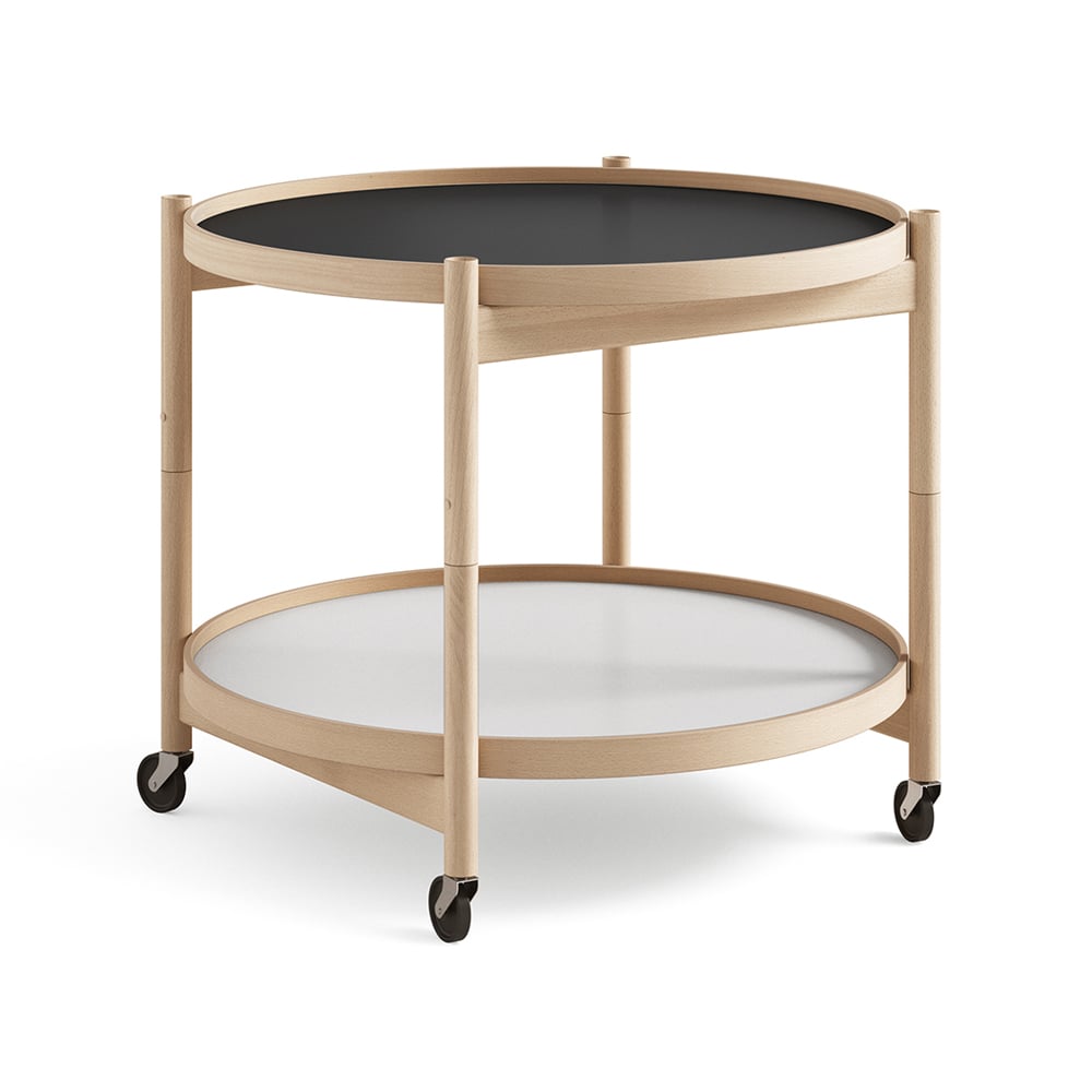 Brdr. Krüger Bølling Tray Table model 60 rullebord base, oljet bøkestativ