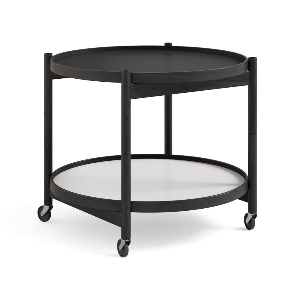 Brdr. Krüger Bølling Tray Table model 60 rullebord base, sortlakkert eikestativ