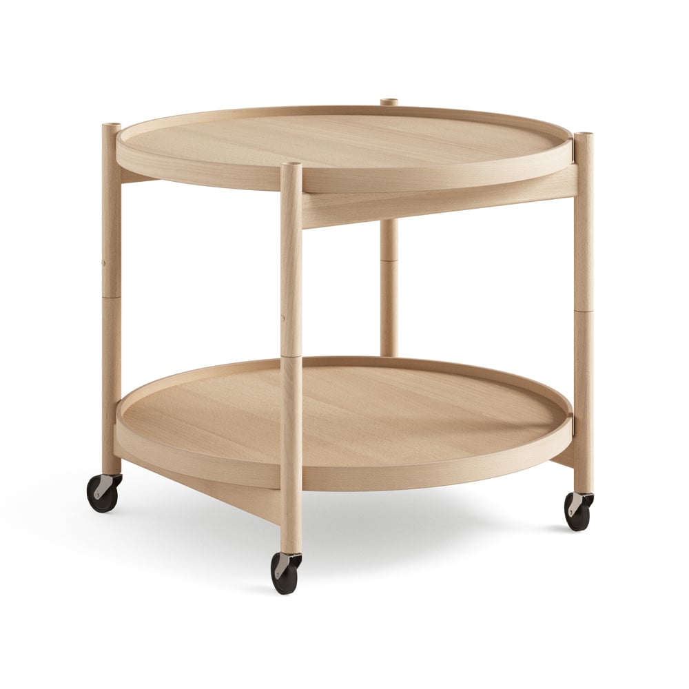Brdr. Krüger Bølling Tray Table model 60 rullebord bøk olje, oljet bøkestativ