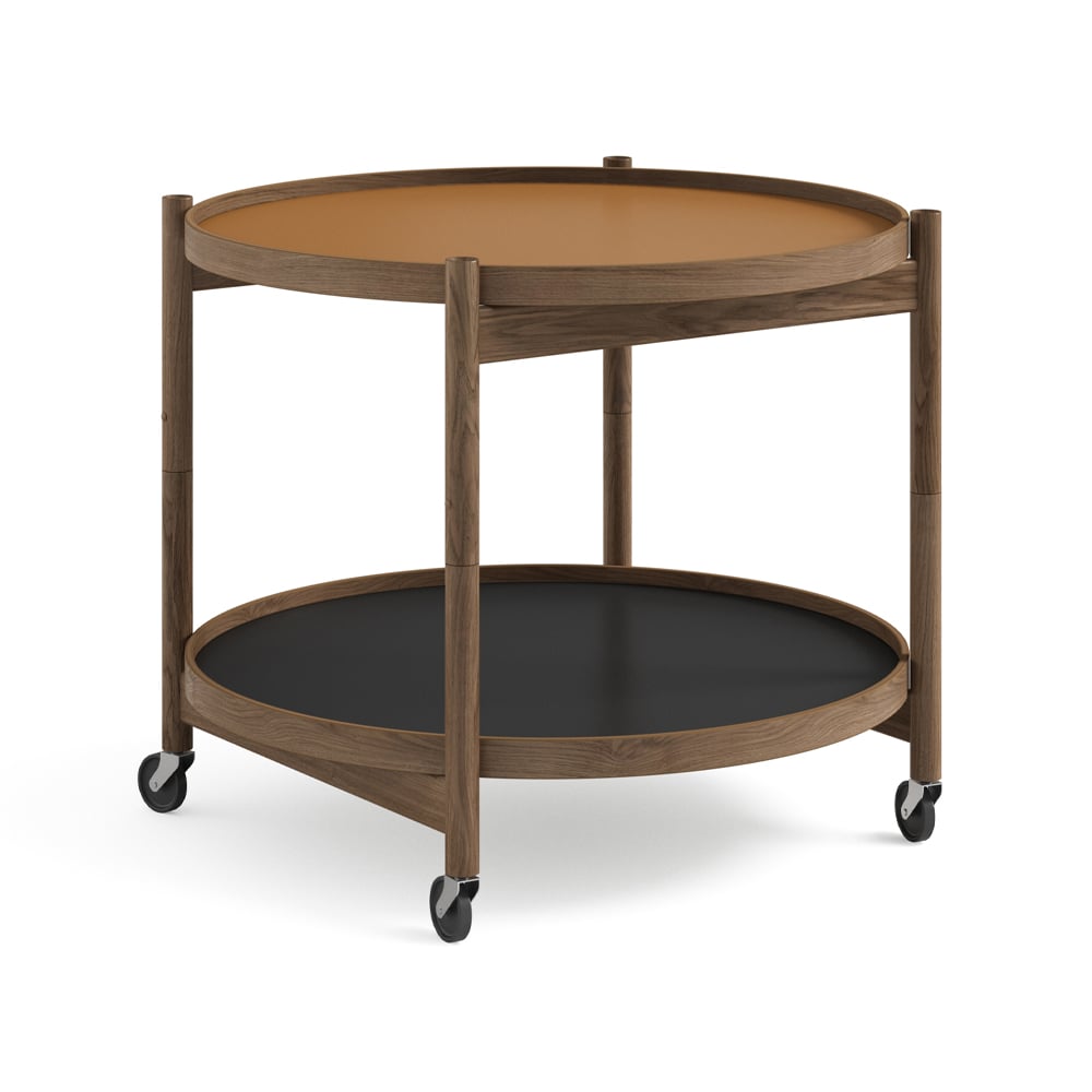 Brdr. Krüger Bølling Tray Table model 60 rullebord clay, røykoljet eikestativ