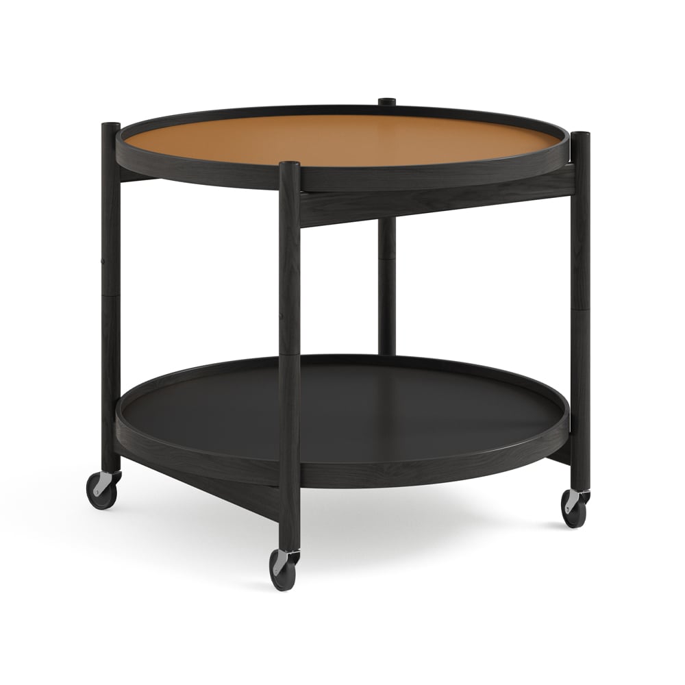 Brdr. Krüger Blling Tray Table model 60 rullebord clay, sortlakkert eikestativ