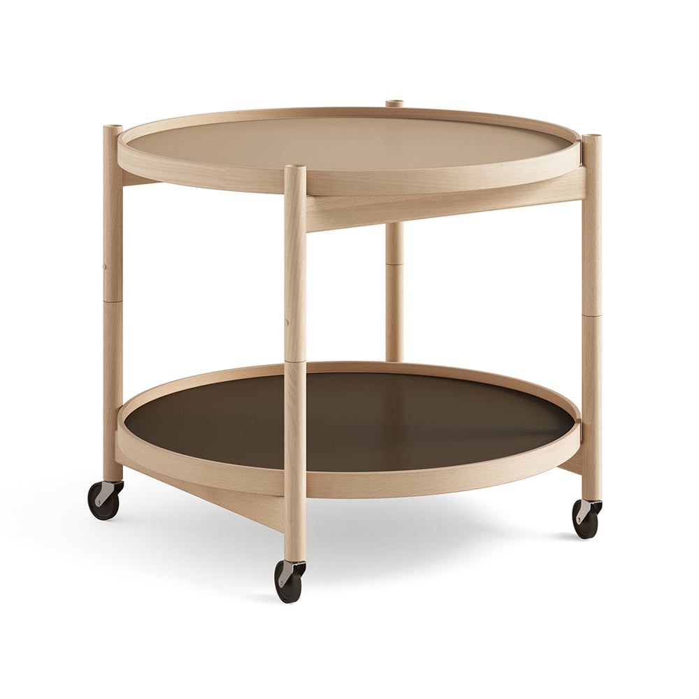 Brdr. Krüger Bølling Tray Table model 60 rullebord earth, oljet bøkestativ