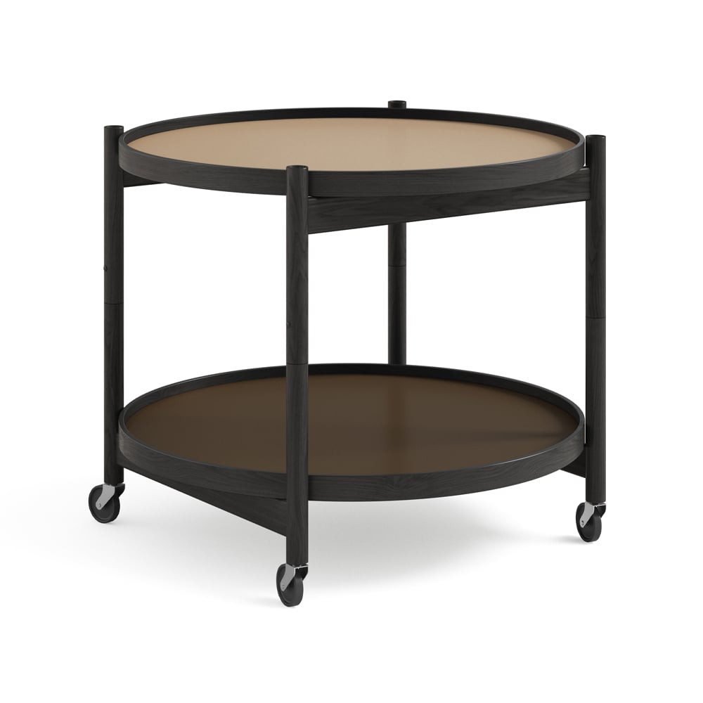 Brdr. Krüger Bølling Tray Table model 60 rullebord earth, sortlakkert eikestativ
