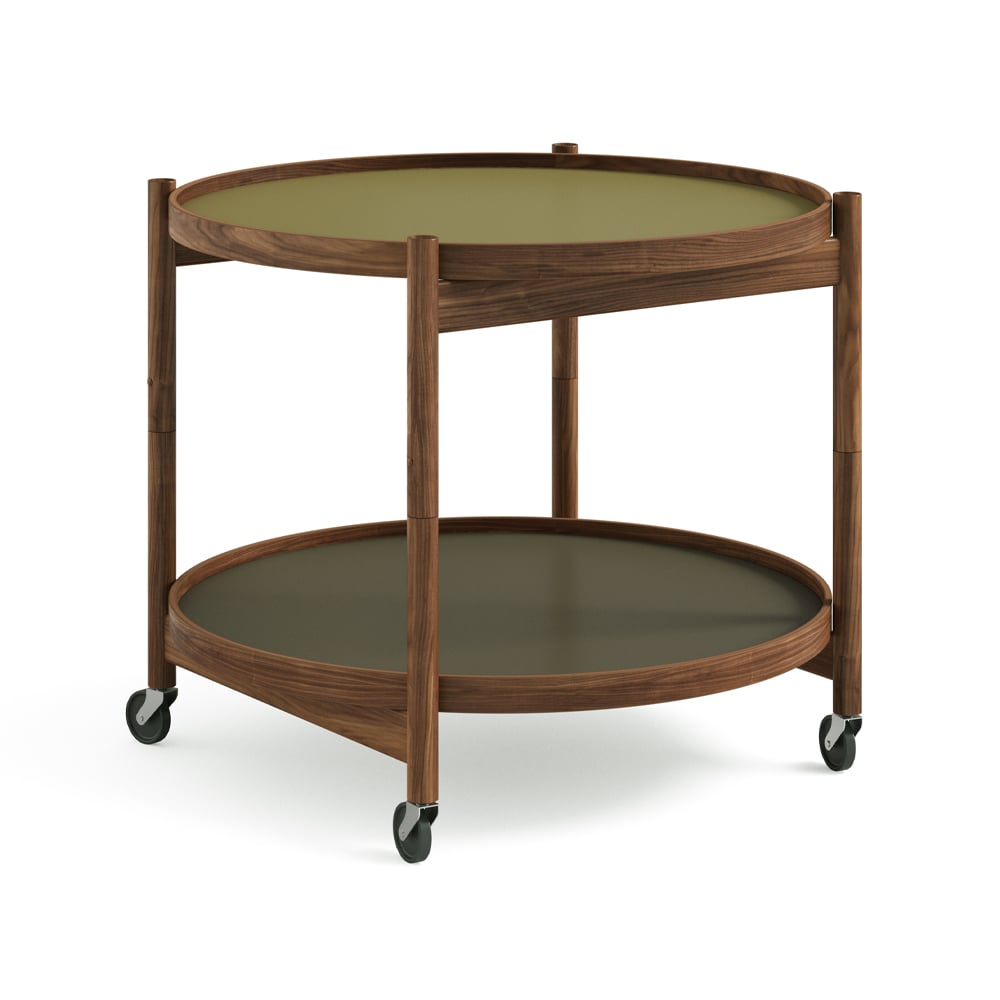 Brdr. Krüger Blling Tray Table model 60 rullebord leaf, oljet valnttstativ