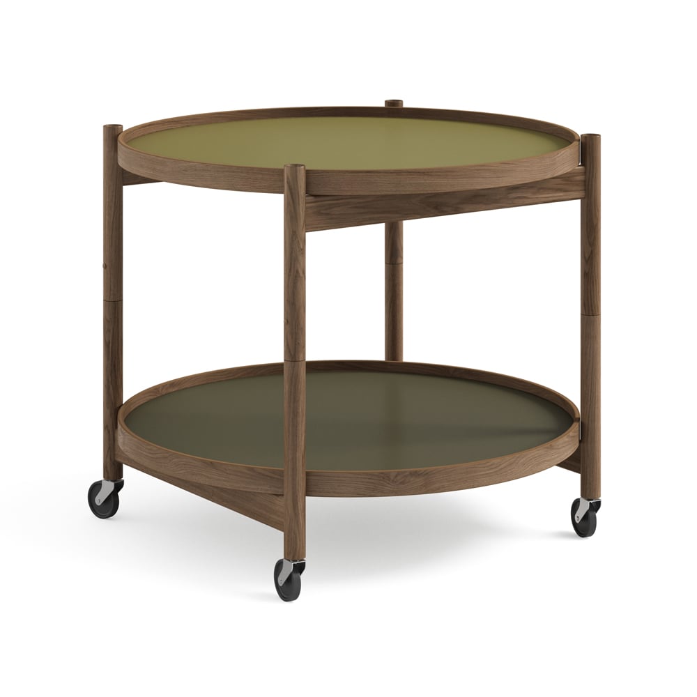 Brdr. Krüger Blling Tray Table model 60 rullebord leaf, rykoljet eikestativ