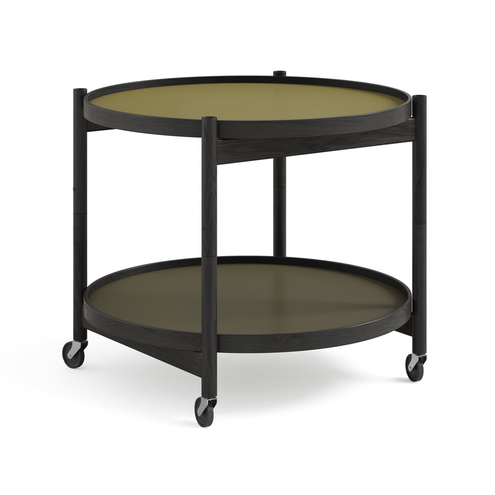 Brdr. Krüger Bølling Tray Table model 60 rullebord leaf, sortlakkert eikestativ