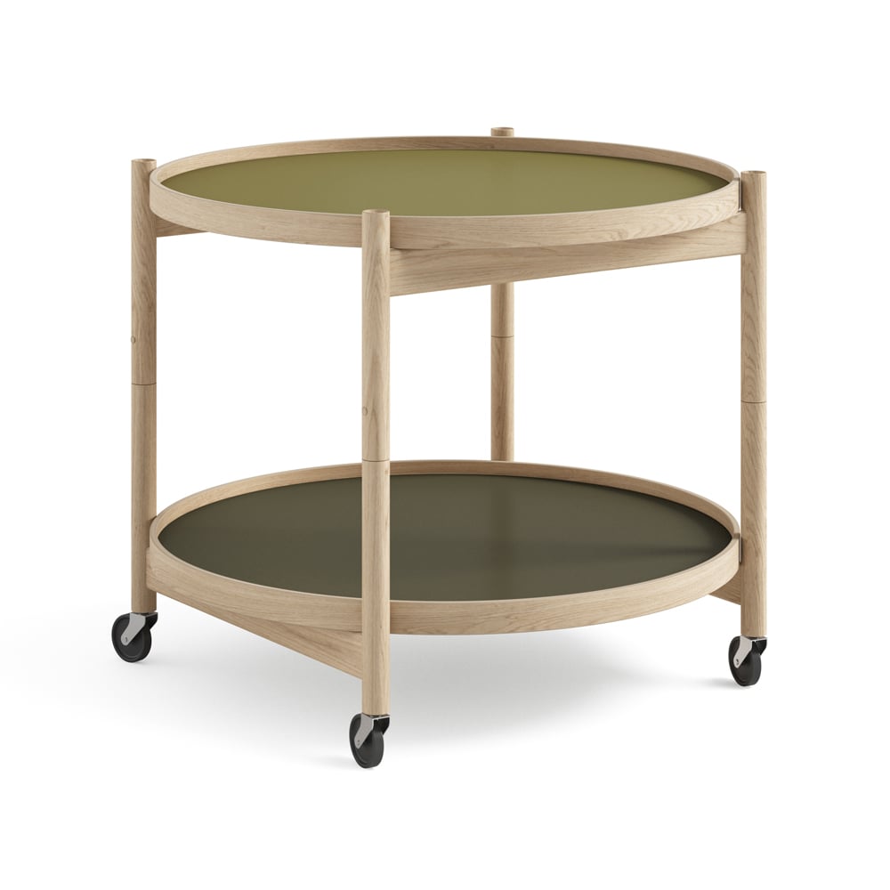 Brdr. Krüger Blling Tray Table model 60 rullebord leaf, ubehandlet eikestativ