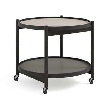 Bølling Tray Table model 60 rullebord - stone, sortlakkert eikestativ - Brdr. Krüger