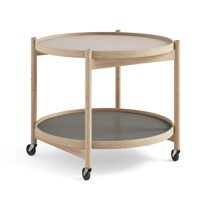 Bølling Tray Table model 60 rullebord - stone, ubehandlet eikestativ - Brdr. Krüger
