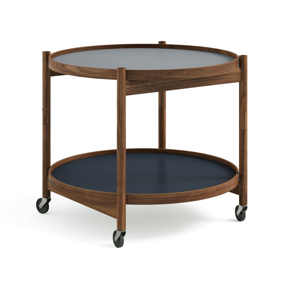 Brdr. Krüger Bølling Tray Table model 60 rullebord water, oljet valnøttstativ
