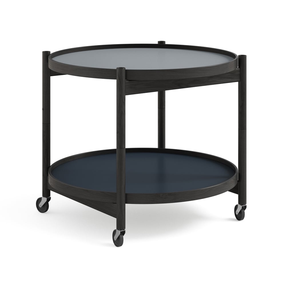 Brdr. Krüger Bølling Tray Table model 60 rullebord water, sortlakkert eikestativ