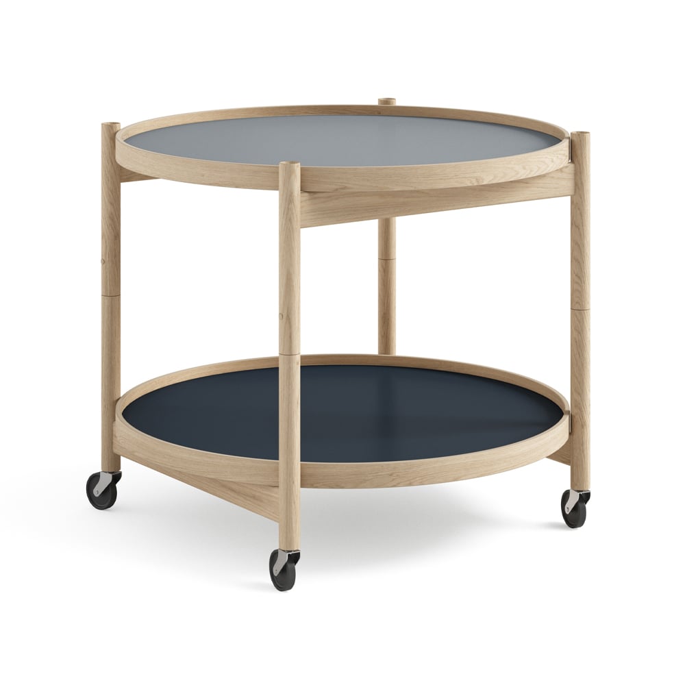 Brdr. Krüger Bølling Tray Table model 60 rullebord water, ubehandlet eikestativ